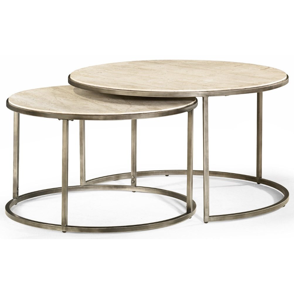 Hammary Modern Basics Round Cocktail Table with Nesting Tables Stoney